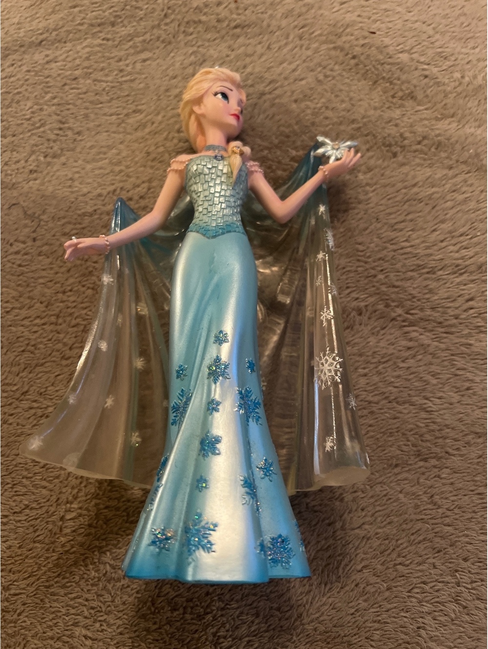 Disney Frozen Elsa Figurine with Snowflake Cape - Decorative Collectible